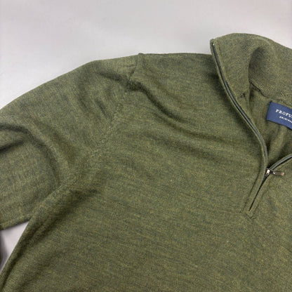 Dark Green Profuomo Half Zip - Men L - New - Revaleur