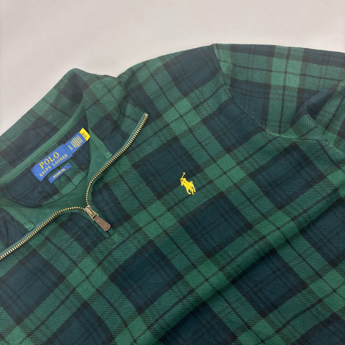 Dark Green Ralph Lauren Half Zip - Men L - Very Good - Revaleur