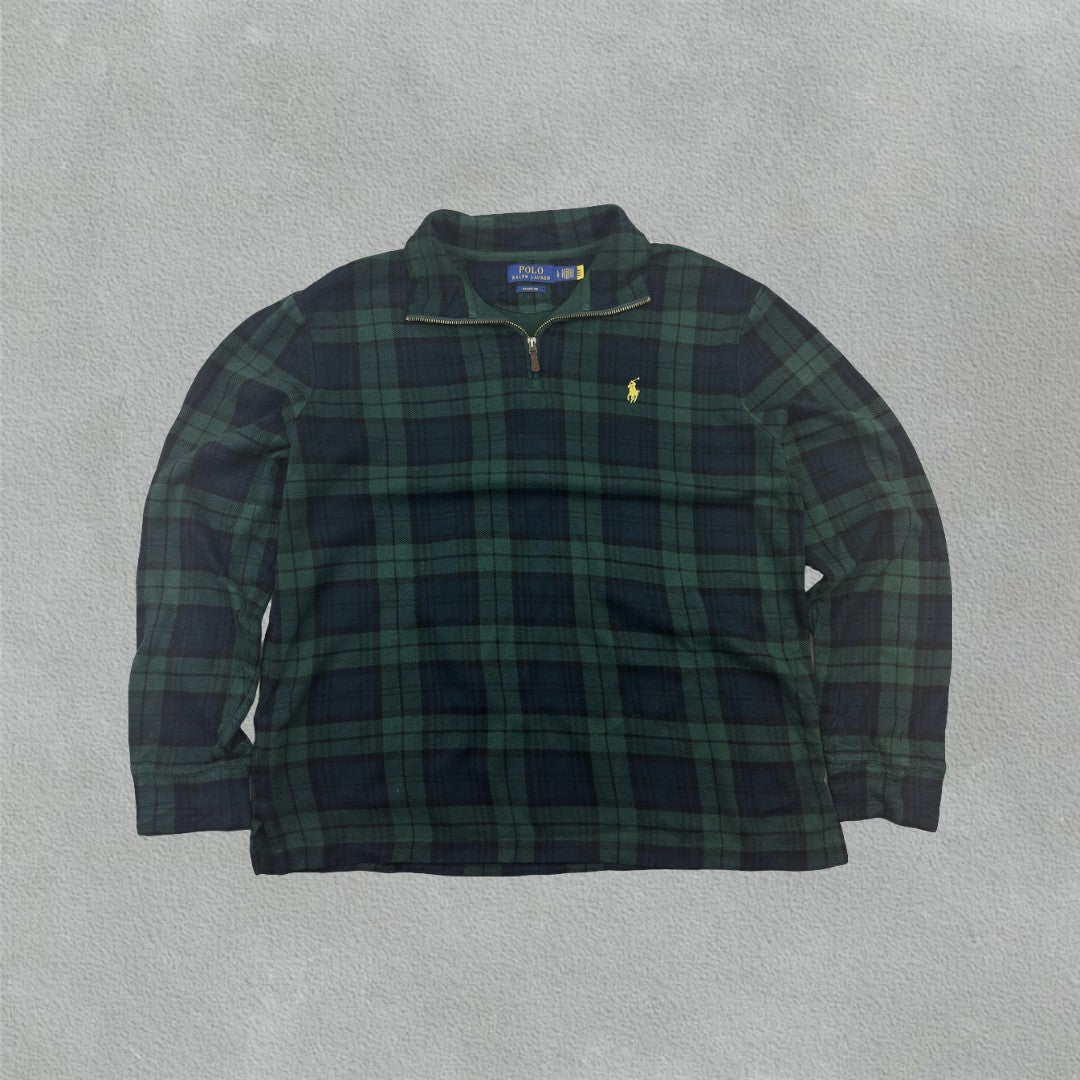 Dark Green Ralph Lauren Half Zip - Men L - Very Good - Revaleur