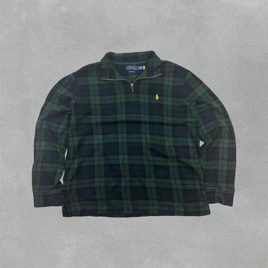 Dark Green Ralph Lauren Half Zip - Men L - Very Good - Revaleur