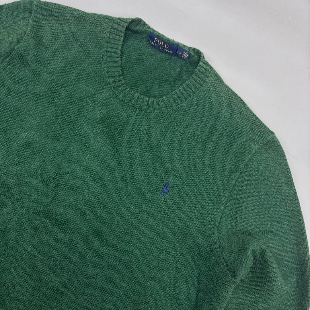 Dark Green Ralph Lauren Knitted Sweater - Men L - Very Good - Revaleur