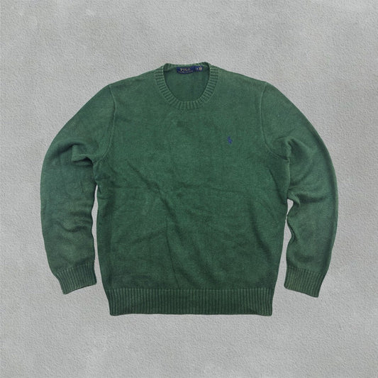 Dark Green Ralph Lauren Knitted Sweater - Men L - Very Good - Revaleur