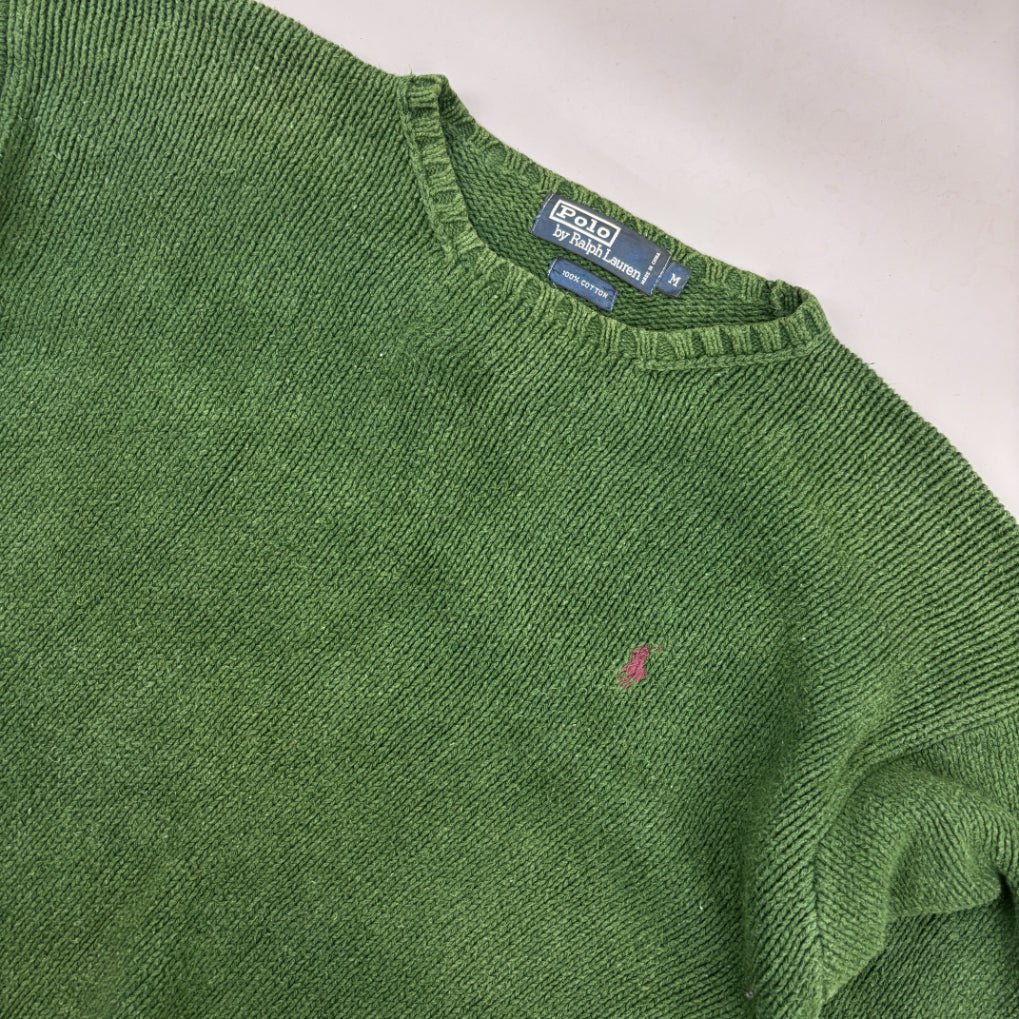 Dark Green Ralph Lauren Knitted Sweater - Men M - Very Good - Revaleur