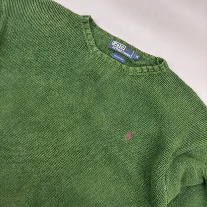 Dark Green Ralph Lauren Knitted Sweater - Men M - Very Good - Revaleur