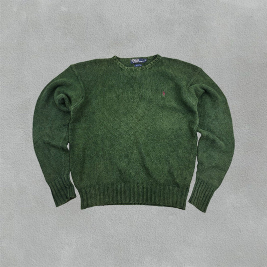 Dark Green Ralph Lauren Knitted Sweater - Men M - Very Good - Revaleur