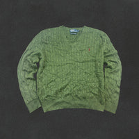 Dark Green Ralph Lauren Knitted V - Neck - Men XXL - Very Good - Revaleur