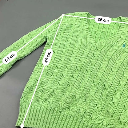 Green Ralph Lauren Knitted V - Neck - S - New, Never Worn - Revaleur
