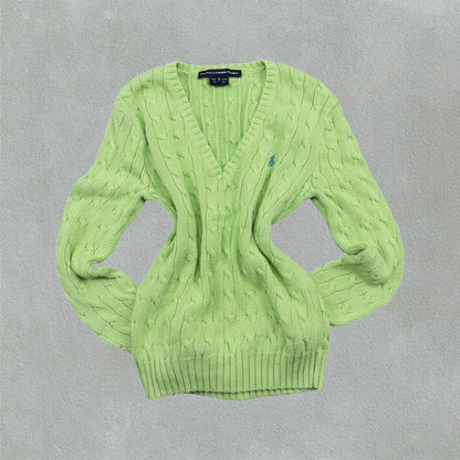 Green Ralph Lauren Knitted V - Neck - S - New, Never Worn - Revaleur