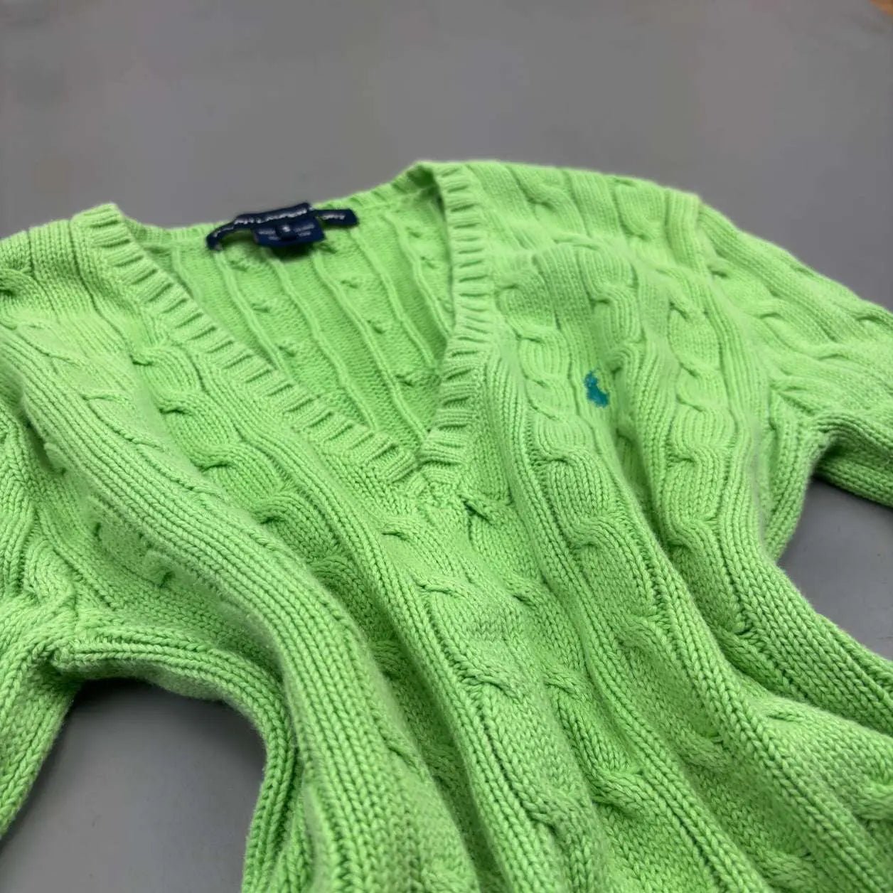 Green Ralph Lauren Knitted V - Neck - S - New, Never Worn - Revaleur