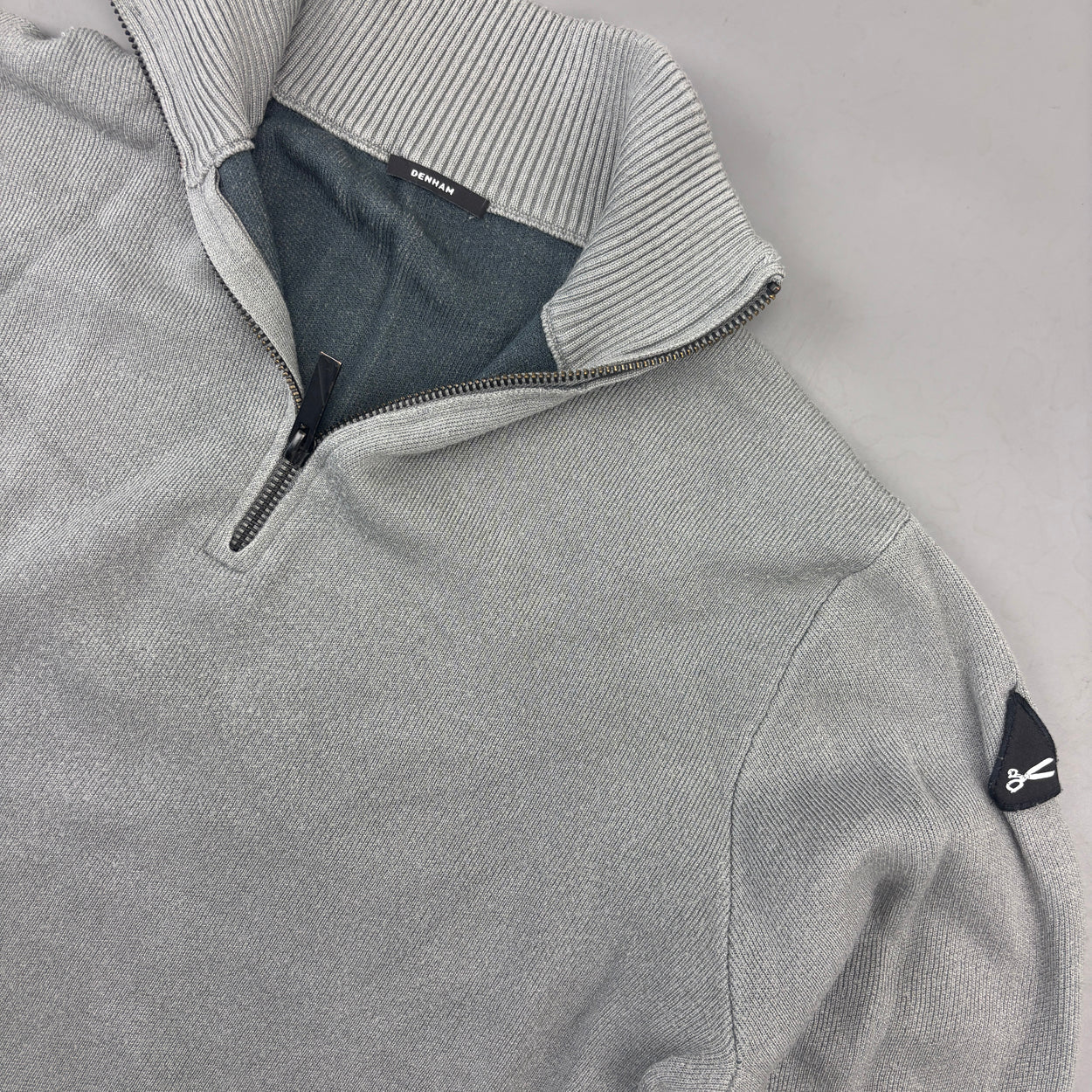 Grey Denham Half Zip - Men M - Very Good - Revaleur