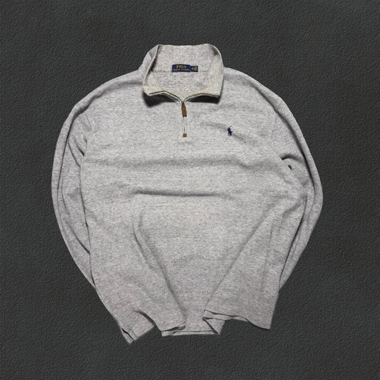 Grey Half Zip Sweater Ralph Lauren - XXL - Decent Condition - Revaleur