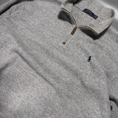 Grey Half Zip Sweater Ralph Lauren - XXL - Decent Condition - Revaleur