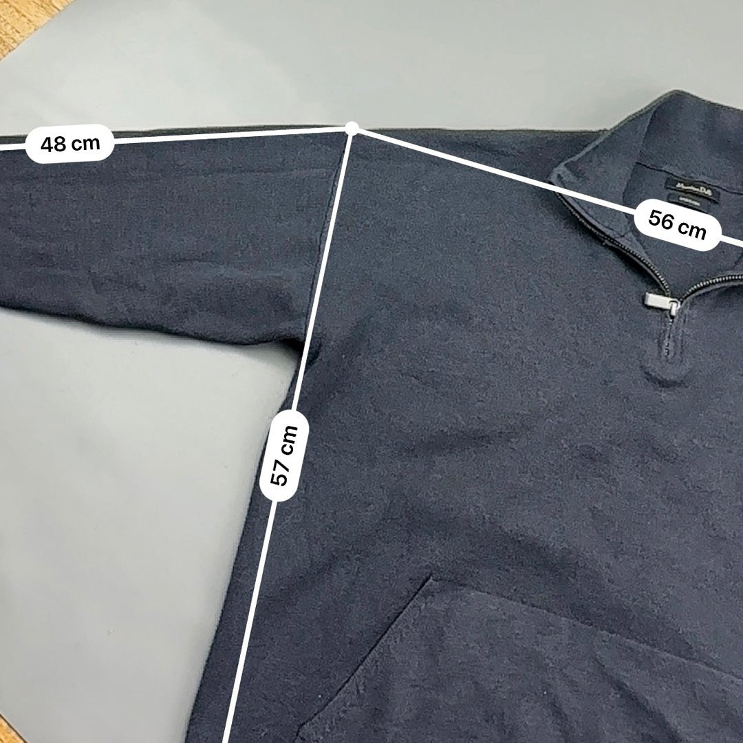 Grey Massimo Dutti Half Zip - Men XL - Very Good - Revaleur