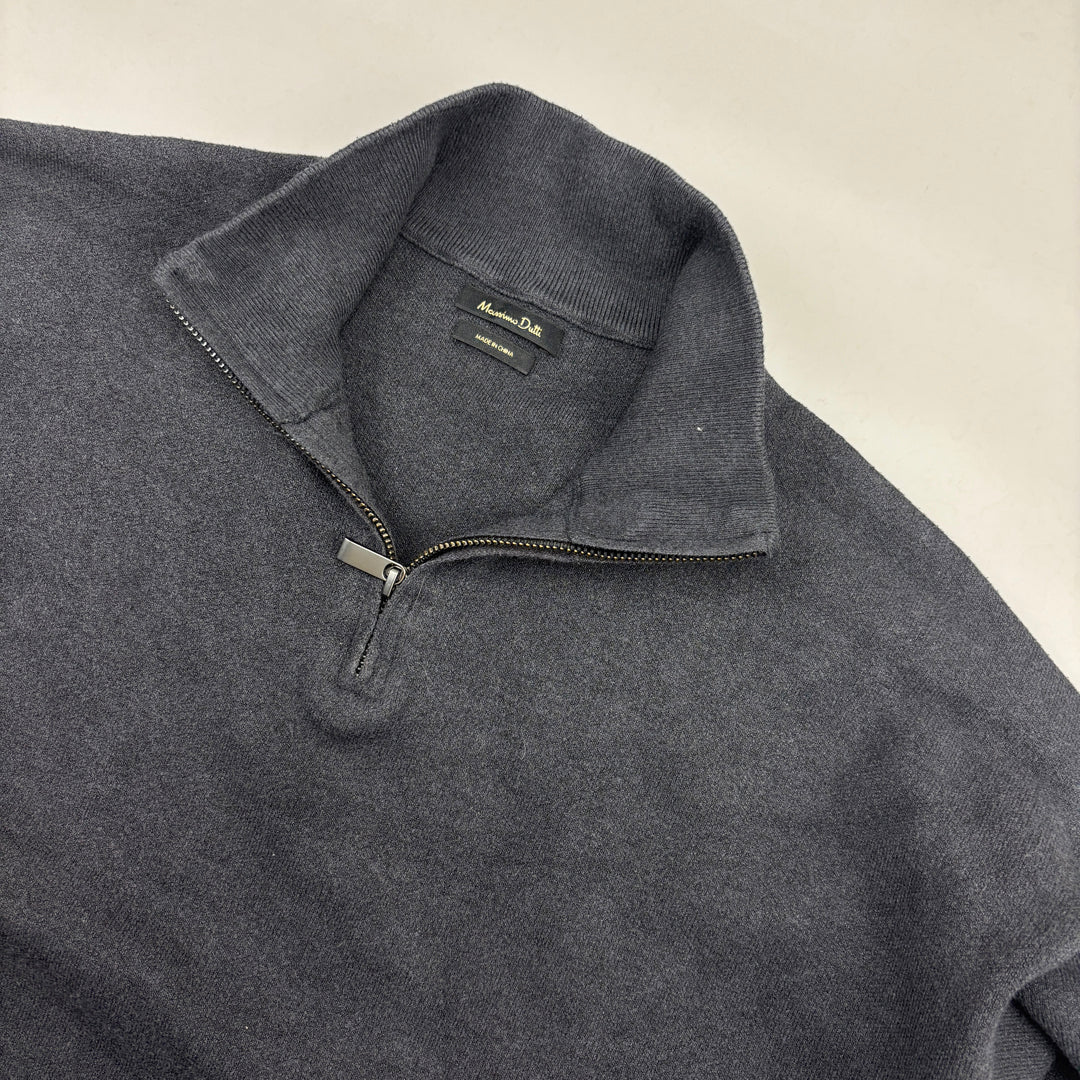 Grey Massimo Dutti Half Zip - Men XL - Very Good - Revaleur