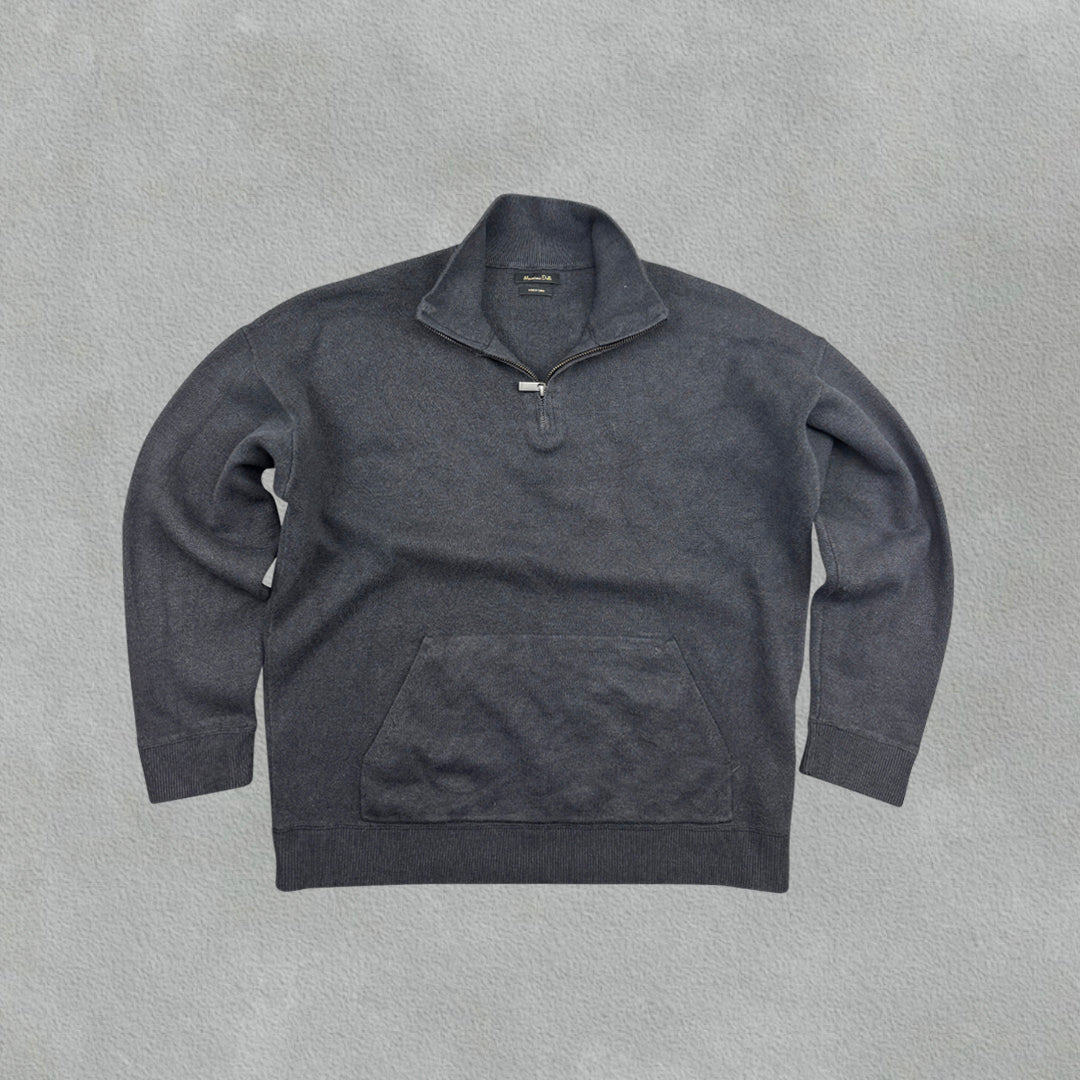 Grey Massimo Dutti Half Zip - Men XL - Very Good - Revaleur
