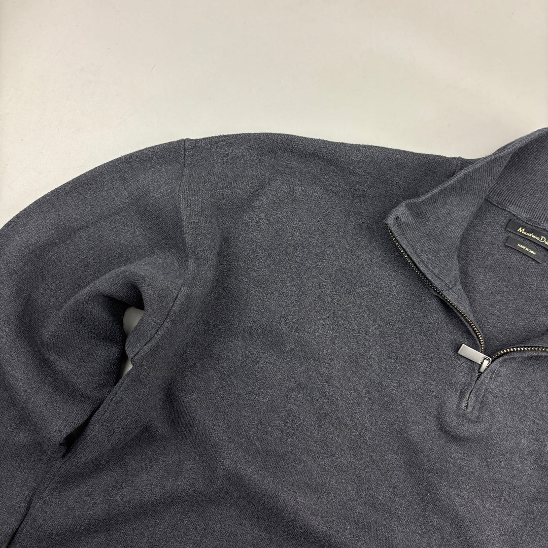 Grey Massimo Dutti Half Zip - Men XL - Very Good - Revaleur