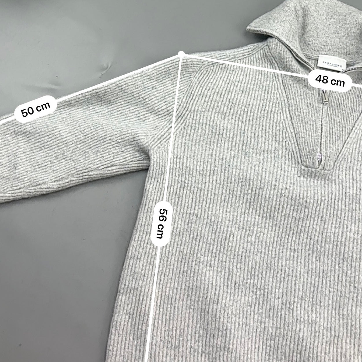 Grey Profuomo Half Zip - Men M - Very Good - Revaleur