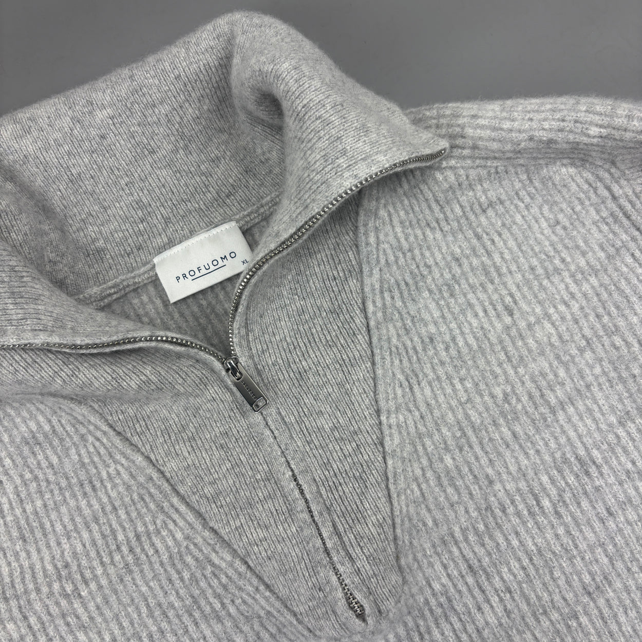 Grey Profuomo Half Zip - Men M - Very Good - Revaleur