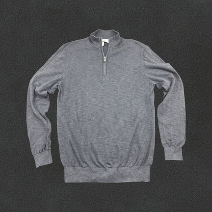 Grey Profuomo Half Zip - Men M - Very Good - Revaleur