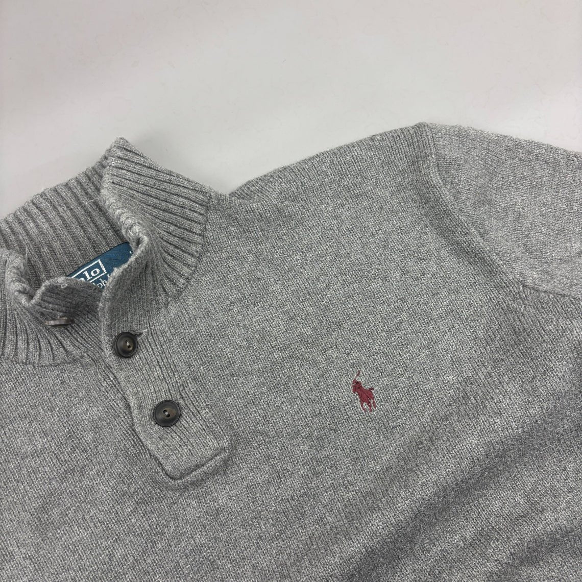 Grey Ralph Lauren Buttoned Sweater - Men XXL - Very Good - Revaleur