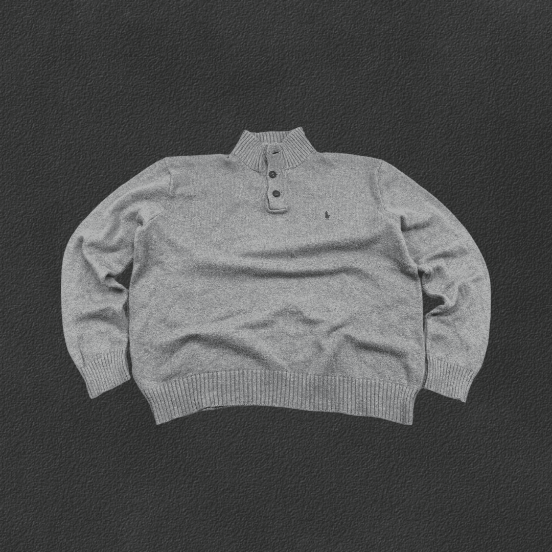 Grey Ralph Lauren Buttoned Sweater - Men XXL - Very Good - Revaleur