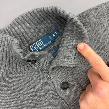 Grey Ralph Lauren Buttoned Sweater - Men XXL - Very Good - Revaleur