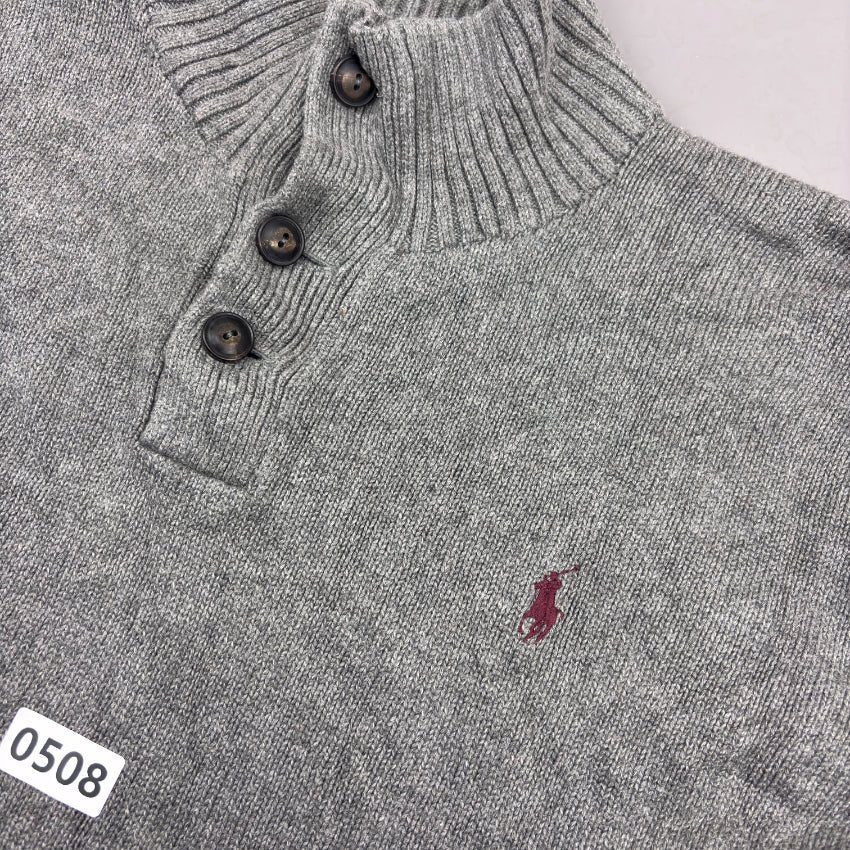 Grey Ralph Lauren Buttoned Sweater - XXL - Very Good - Revaleur