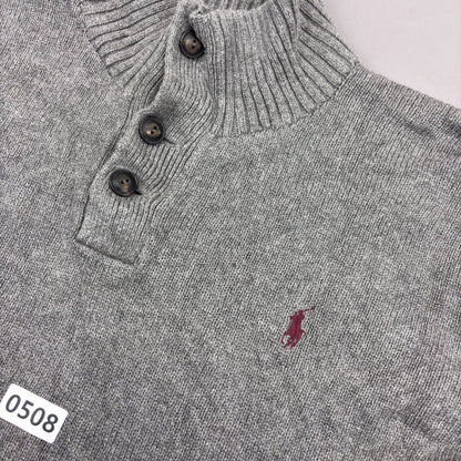 Grey Ralph Lauren Buttoned Sweater - XXL - Very Good - Revaleur