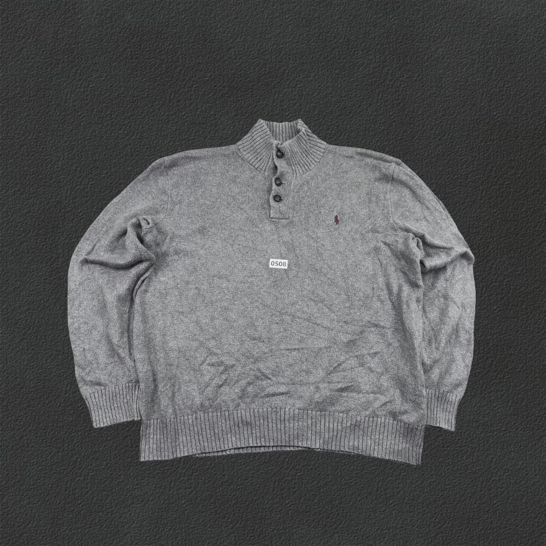 Grey Ralph Lauren Buttoned Sweater - XXL - Very Good - Revaleur