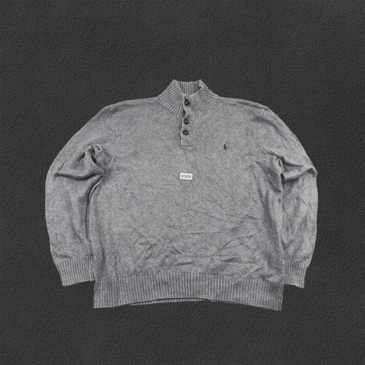 Grey Ralph Lauren Buttoned Sweater - XXL - Very Good - Revaleur