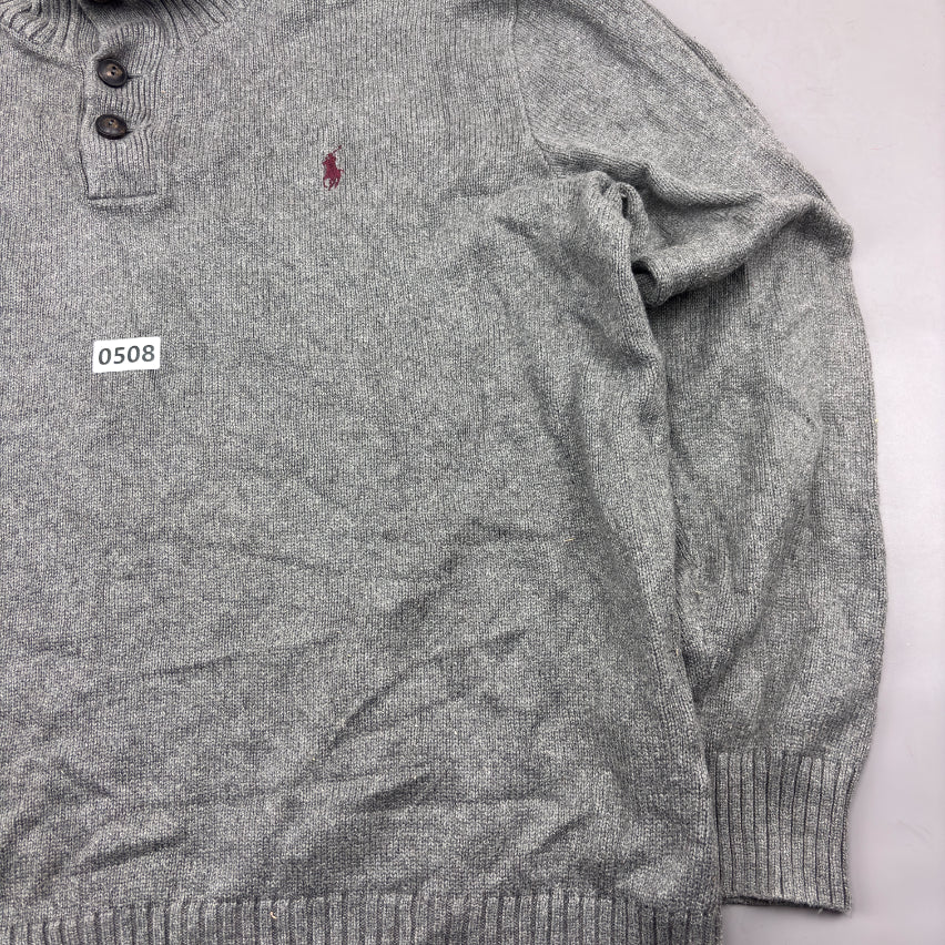 Grey Ralph Lauren Buttoned Sweater - XXL - Very Good - Revaleur