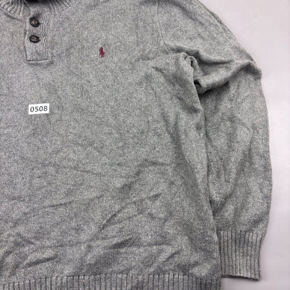 Grey Ralph Lauren Buttoned Sweater - XXL - Very Good - Revaleur