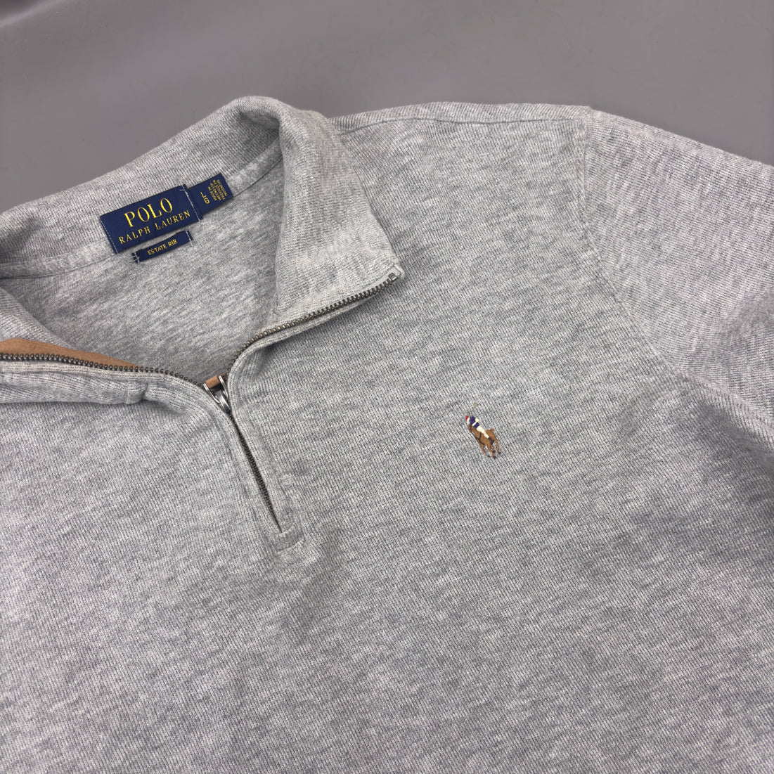 Grey Ralph Lauren Half Zip - Men L - Very Good - Revaleur