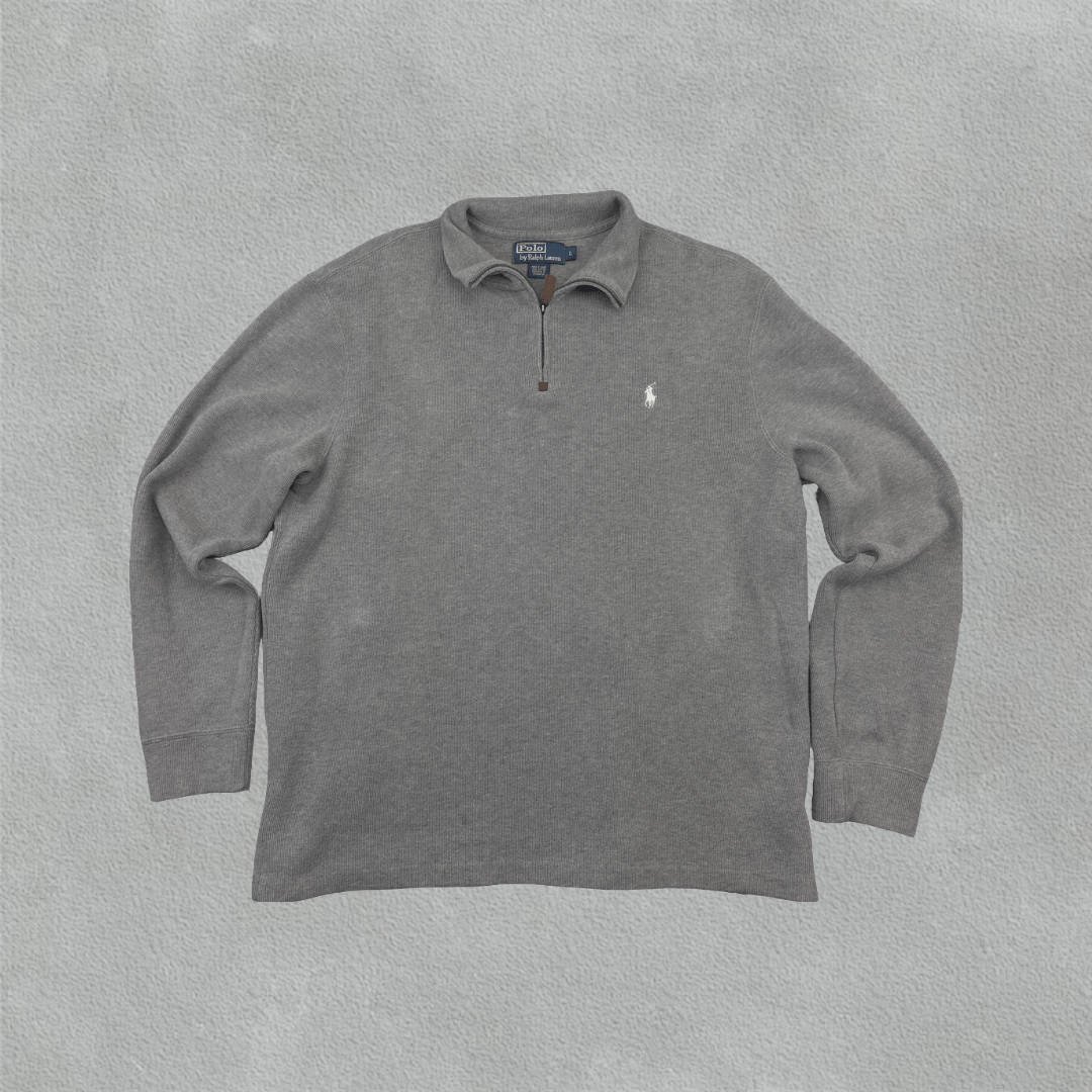 Grey Ralph Lauren Half Zip - Men L - Very Good - Revaleur