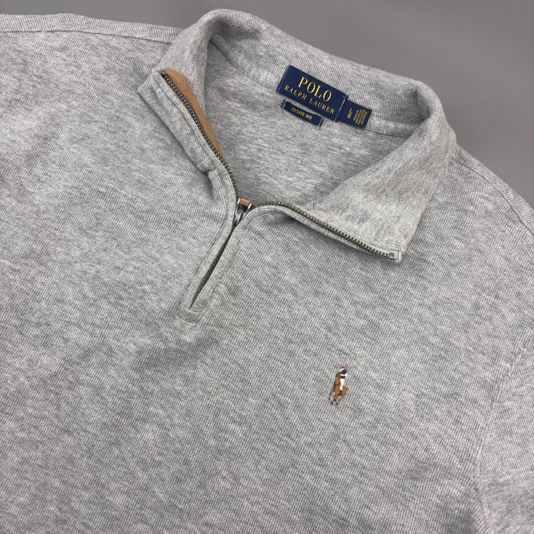 Grey Ralph Lauren Half Zip - Men L - Very Good - Revaleur