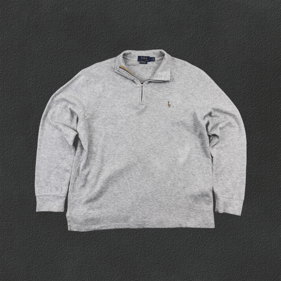 Grey Ralph Lauren Half Zip - Men L - Very Good - Revaleur