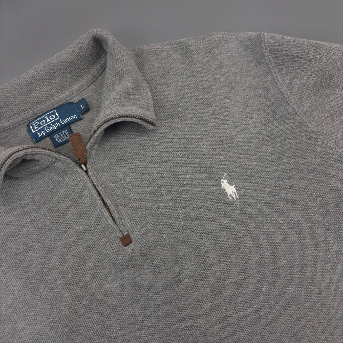 Grey Ralph Lauren Half Zip - Men L - Very Good - Revaleur