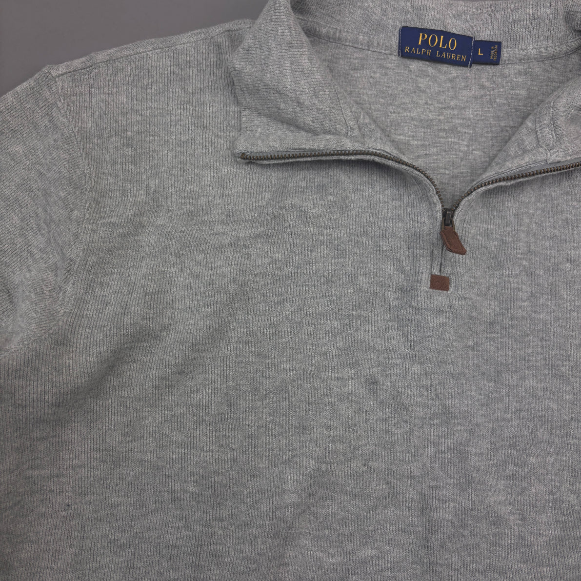 Grey Ralph Lauren Half Zip - Men L - Very Good - Revaleur