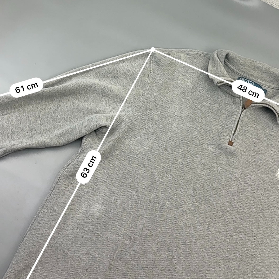 Grey Ralph Lauren Half Zip - Men L - Very Good - Revaleur