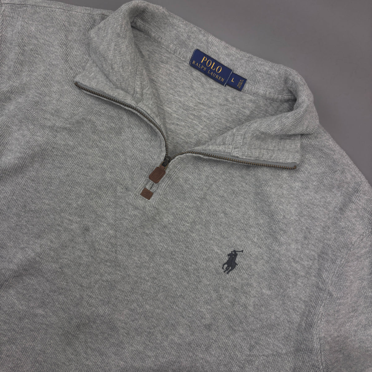 Grey Ralph Lauren Half Zip - Men L - Very Good - Revaleur