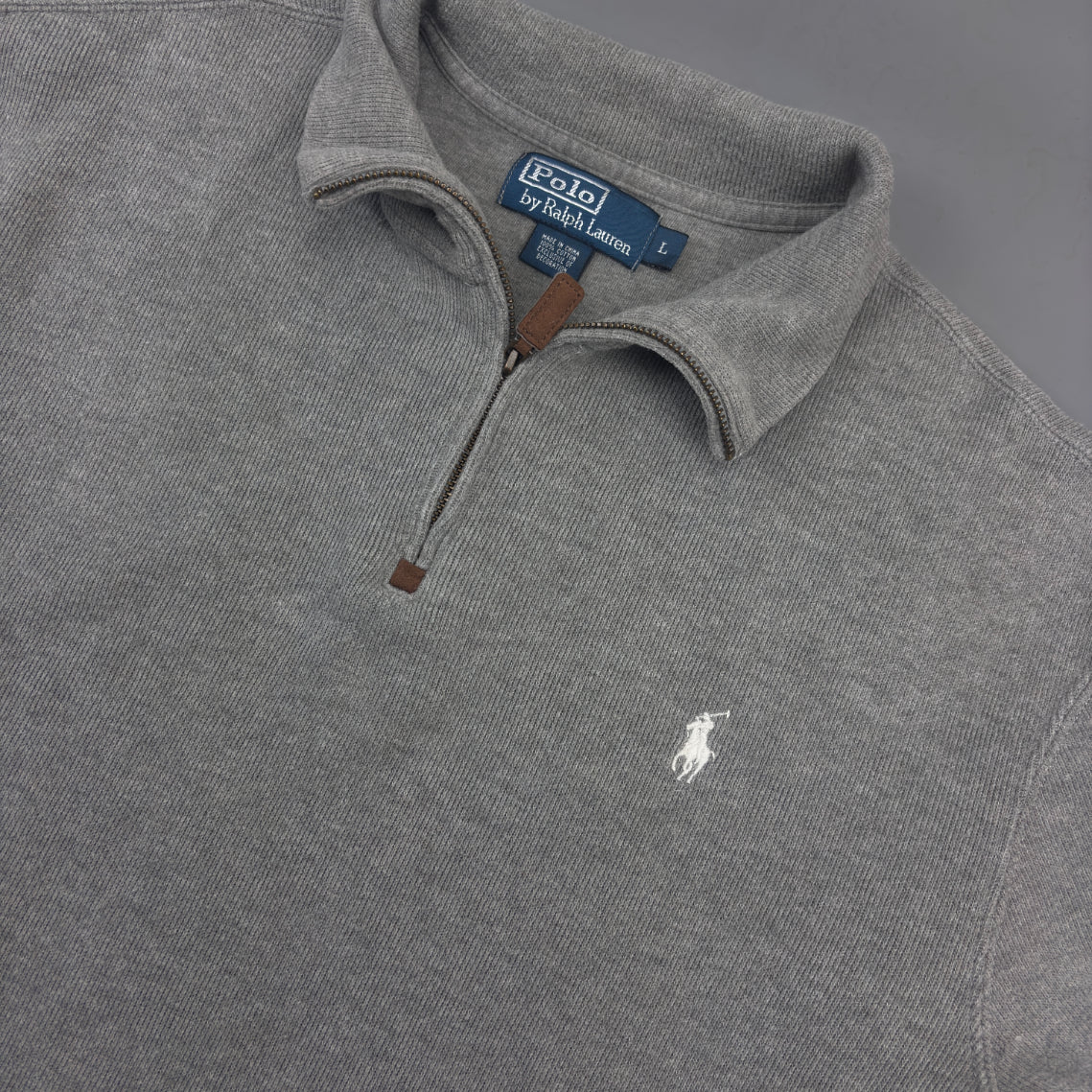 Grey Ralph Lauren Half Zip - Men L - Very Good - Revaleur