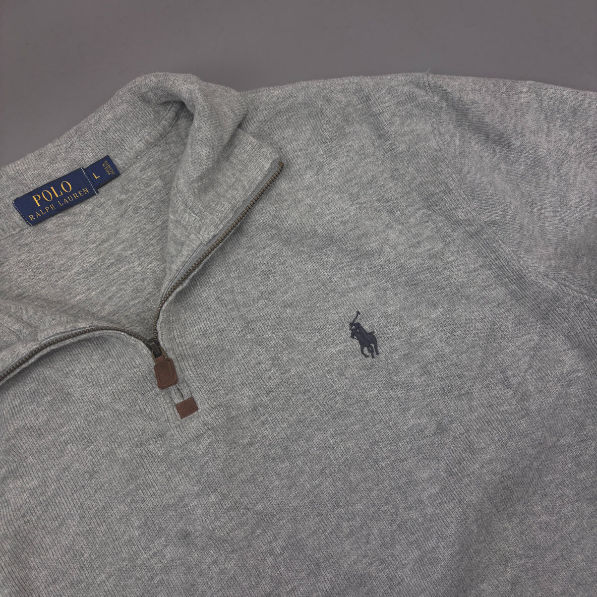 Grey Ralph Lauren Half Zip - Men L - Very Good - Revaleur