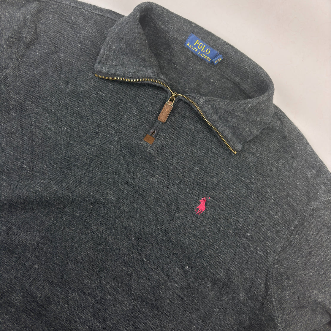 Grey Ralph Lauren Half Zip - Men L - Very Good - Revaleur