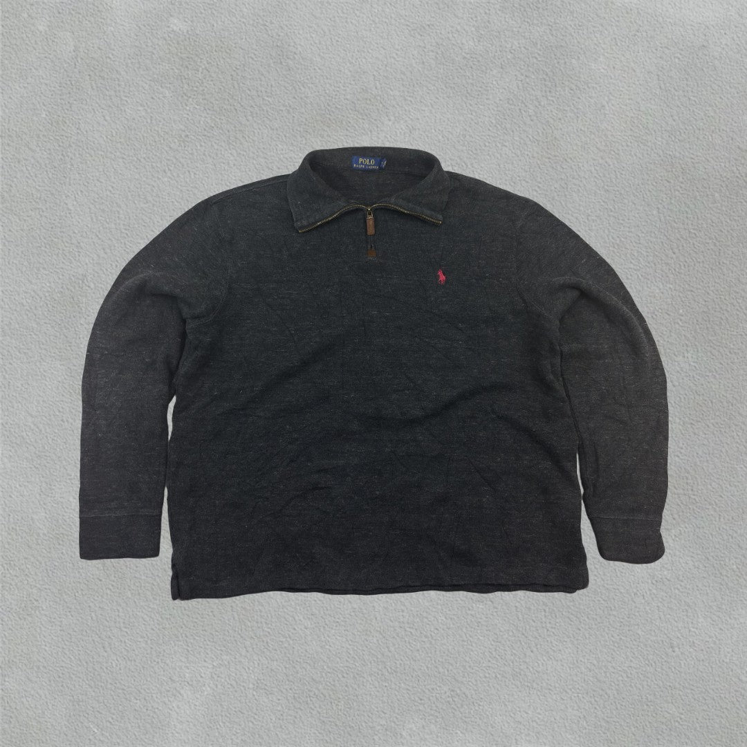 Grey Ralph Lauren Half Zip - Men L - Very Good - Revaleur