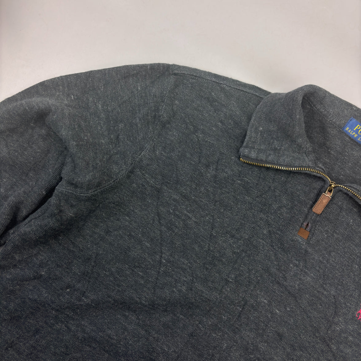 Grey Ralph Lauren Half Zip - Men L - Very Good - Revaleur