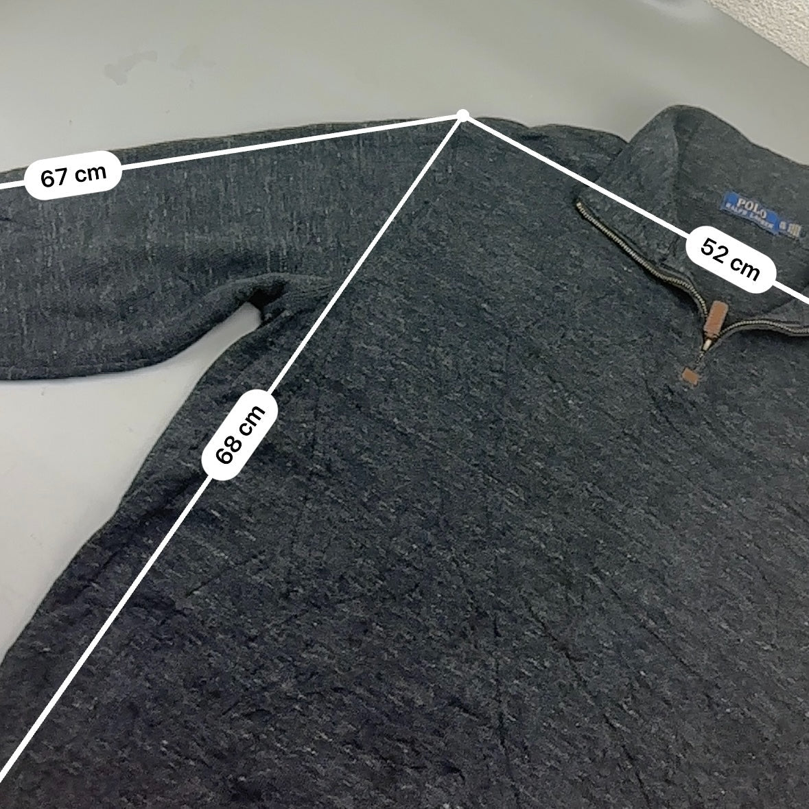 Grey Ralph Lauren Half Zip - Men XL - Very Good - Revaleur