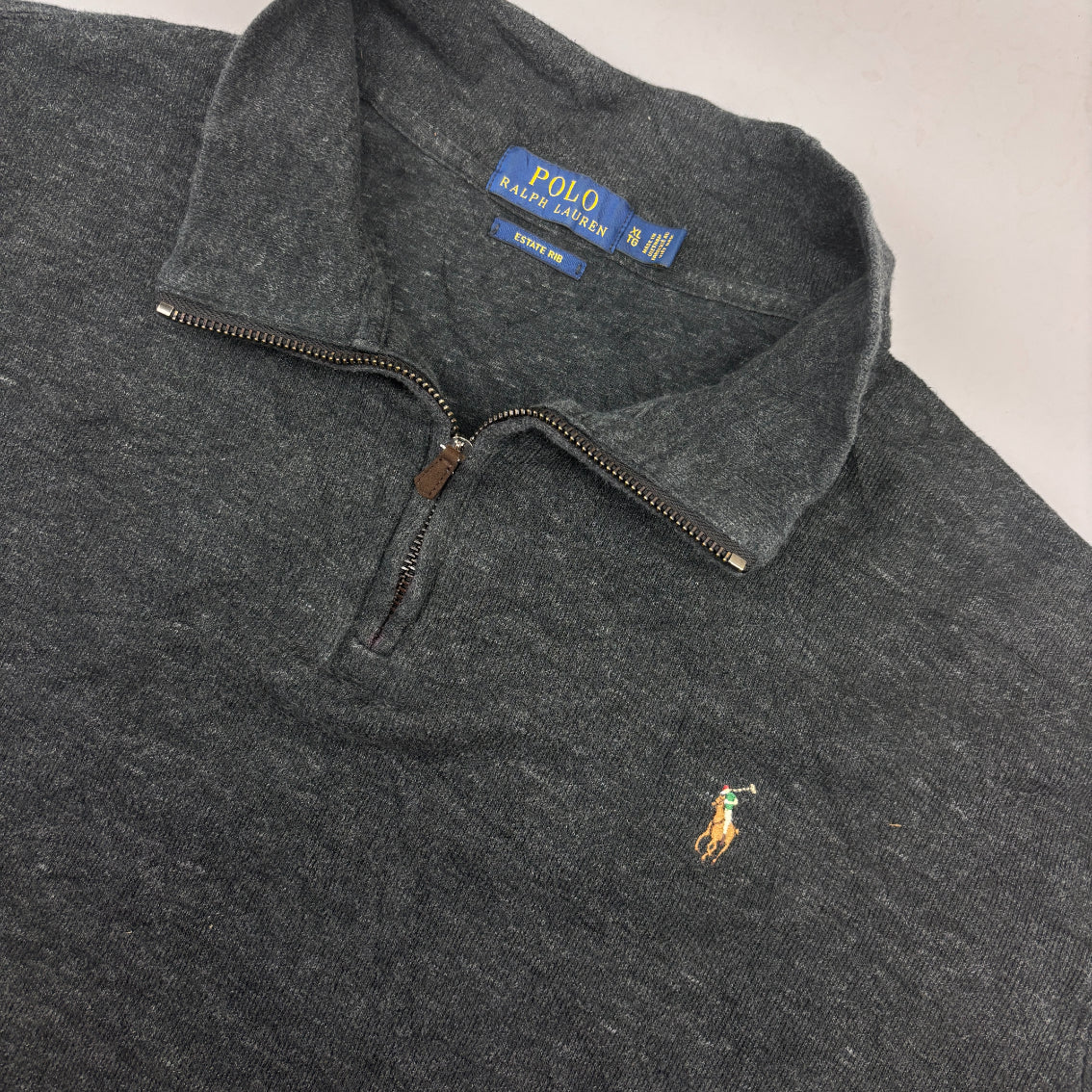 Grey Ralph Lauren Half Zip - Men XL - Very Good - Revaleur