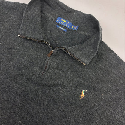 Grey Ralph Lauren Half Zip - Men XL - Very Good - Revaleur