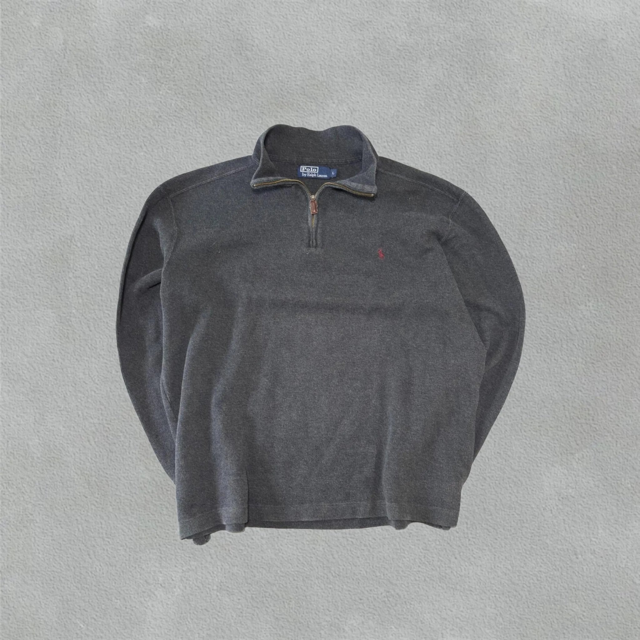 Grey Ralph Lauren Half Zip Sweater - L - Excellent Condition - Revaleur
