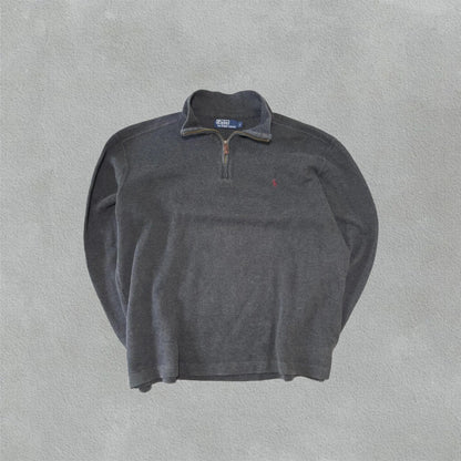 Grey Ralph Lauren Half Zip Sweater - L - Excellent Condition - Revaleur